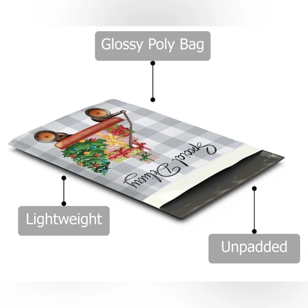 Christmas 20 Poly Mailers Wagon Tree 10 x 13